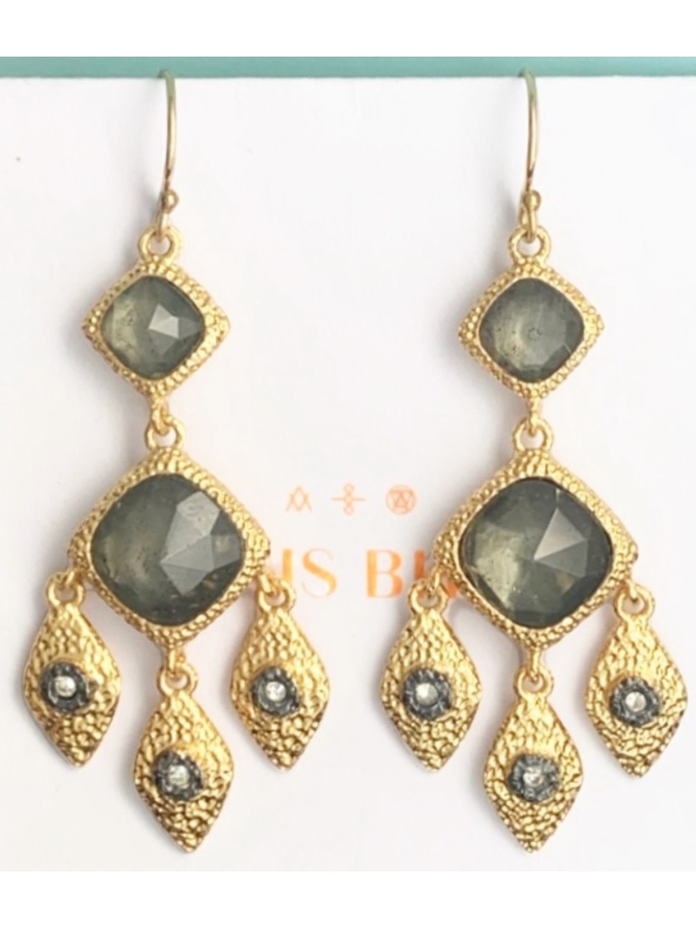 ALEXIS BITTAR • Miss Havisham Elements Gold Labradorite Chandelier Earrings